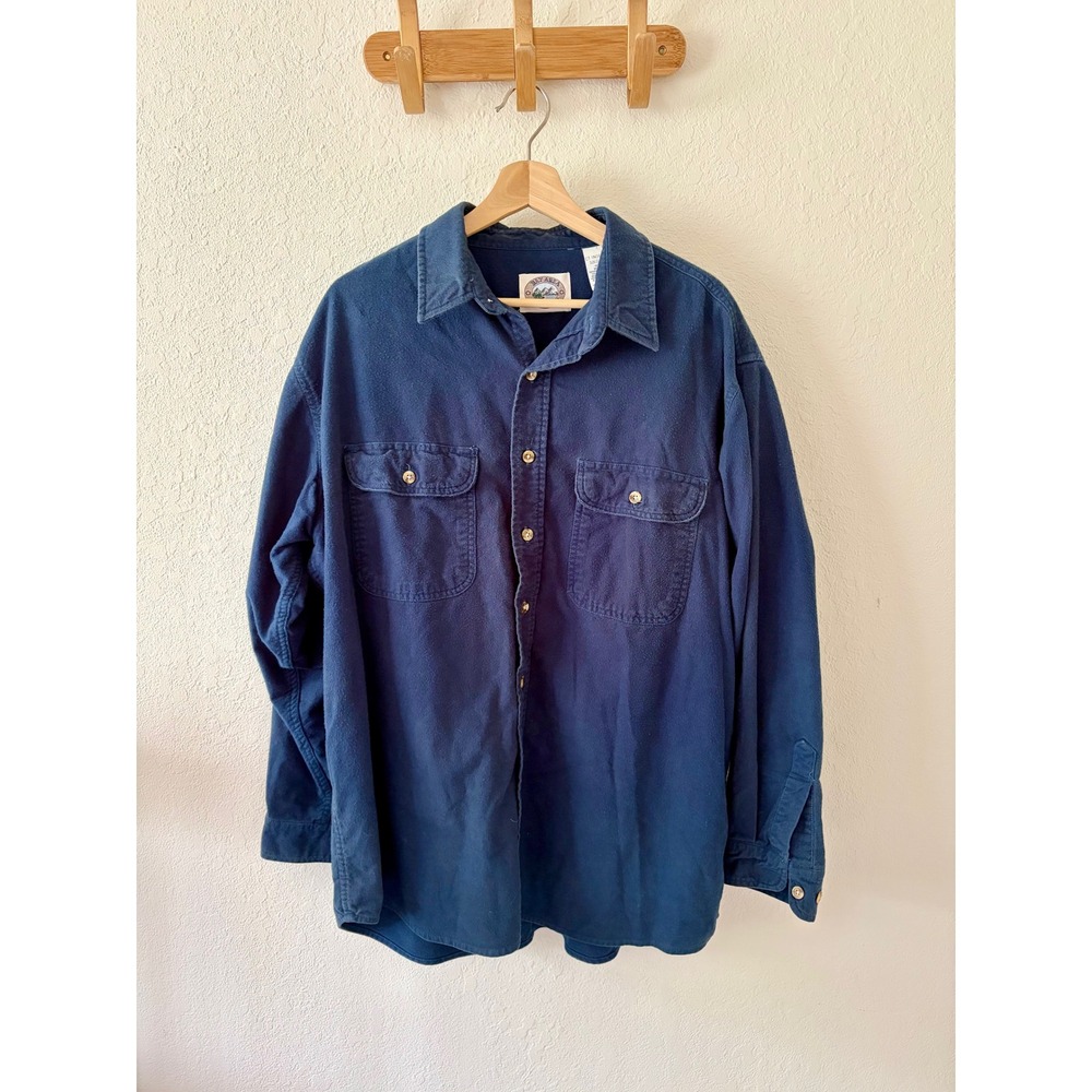 Bay Area Traders Mens XL Dark Navy Fleece Flannel Button Down Shirt